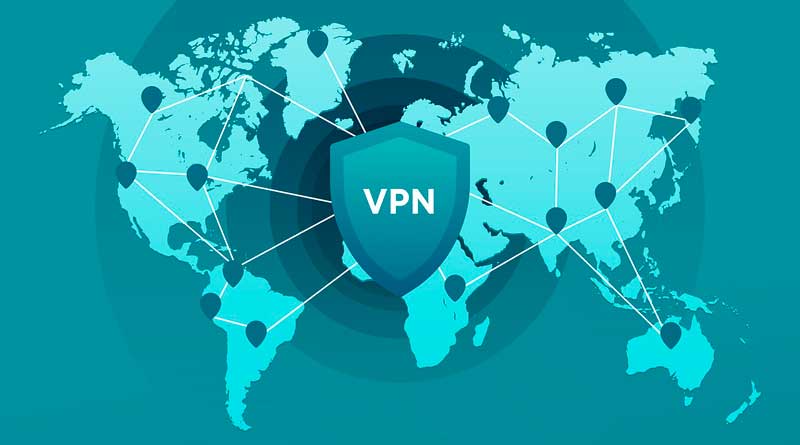 Weltkarte mit VPN-Symbol