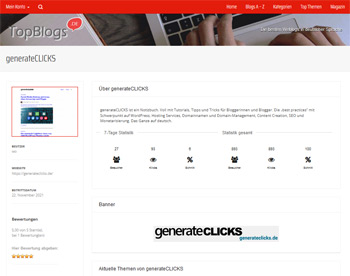 Screenshot des Blogs generateCLICKS