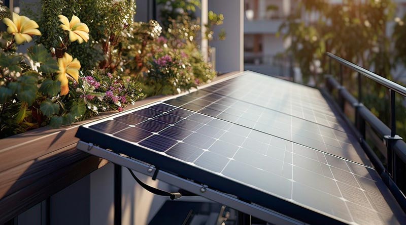 Solarpanels auf einem Balkon