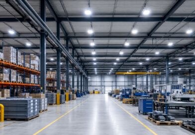 Bild einer Industriehalle mit passender Industriebeleuchtung