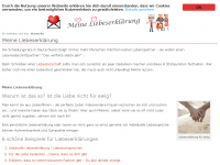 Screenshot des Blogs Liebeserklärung: Liebesbrief, Liebessprüche, Liebesbeweis