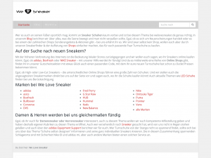 Screenshot des Blogs Sneakers Blog – WeLoveSneaker