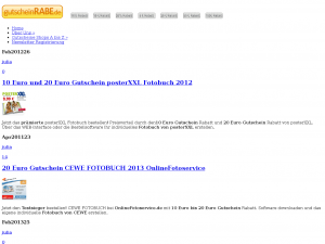 Screenshot des Blogs Gutscheinrabe