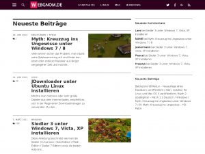 Screenshot des Blogs WebGnom.com – Spiele, Windows und Linux