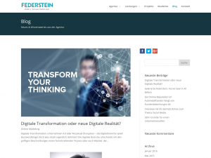 Screenshot des Blogs Federstein Werbeagentur Bonn-Berlin