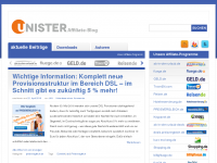 Screenshot des Blogs Unister Affiliateblog