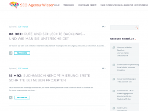 Screenshot des Blogs SEO Agentur Wissen