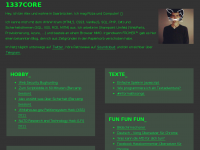 Screenshot des Blogs 1337core.de – Netzkind über das Web und Sicherheit.