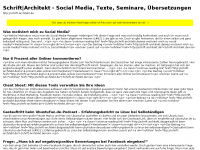 Screenshot des Blogs Schrift|Architekt – Social Media, Seminare, Übersetzungen