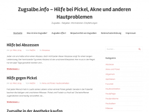 Screenshot des Blogs Blog zur Hilfe bei Hautproblemen