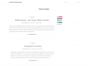 Screenshot des Blogs threecubes Firmenblog: Software, Fotografie, Internet, Fotopräsentation