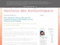 Screenshot des Blogs Kein wirksamer Vertrag über ebay bei Unkenntnis des account-Inhabers von der Nutzung seines Zugangs