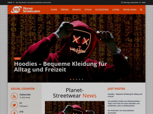 Screenshot des Blogs Planet-Streetwear Lifestyle Magazin