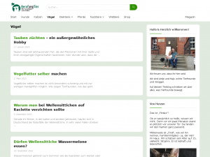 Screenshot des Blogs Papageien und Sittich Neuigkeiten Blog