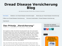 Screenshot des Blogs Dread Disease Versicherung