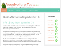 Screenshot des Blogs Vogelvoliere-Tests.de