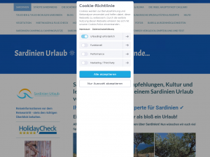 Screenshot des Blogs Sardinien Urlaub