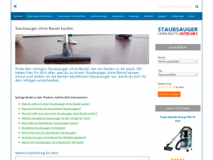 Screenshot des Blogs Staubsauger ohne Beutel