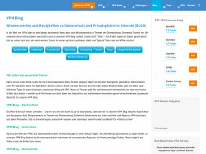Screenshot des Blogs VPN Anbieter Vergleich in Deutsch