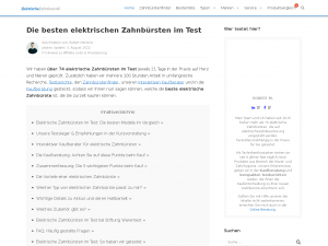 Screenshot des Blogs Elektrische Zahnbürsten im Test
