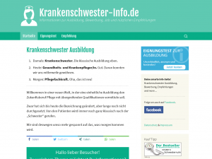 Screenshot des Blogs Krankenschwester-Info-Portal