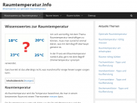 Screenshot des Blogs Raumtemperatur.Info – Wissenswertes zur richtigen Raumtemperatur