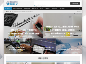 Screenshot des Blogs finanzenonline.at – Blog über Vorsorge, Aktien, Versicherung und vieles mehr.