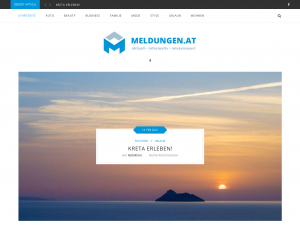 Screenshot des Blogs meldungen.at – Blog mit aktuellen Beiträgen zu Business, Urlaub, Mode und vielem mehr