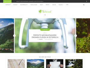 Screenshot des Blogs natur.at – Blog über Naturprodukte, Ökologie, Fauna und Flora.