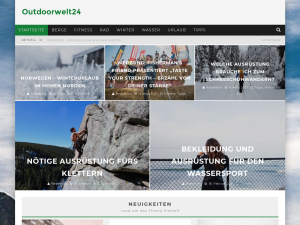 Screenshot des Blogs outdoorwelt24.de – Blog über Outdoor, Berge, Rad, Wasser und vieles mehr.