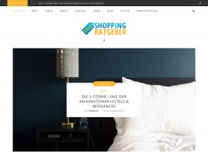 Screenshot des Blogs shoppingratgeber.at – Blog mit Tipps zum Kauf von Mode, Möbel, Sportartikeln und vielem mehr.