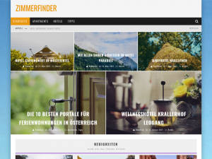 Screenshot des Blogs zimmerfinder.at – Blog über Reisetipps und Übernachtungsmöglichkeiten