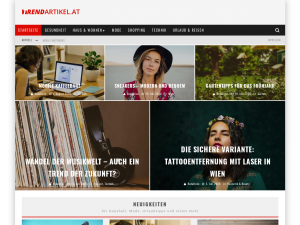Screenshot des Blogs trendartikel.at – Blog für Haushalt, Mode, Urlaubtipps und vieles mehr