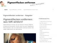 Screenshot des Blogs Pigmentflecken entfernen – Mein Ratgeber