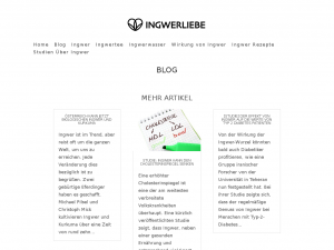 Screenshot des Blogs Ingwerliebe