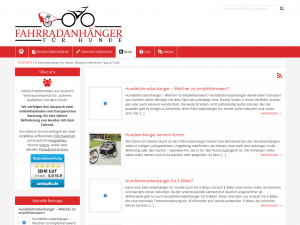 Screenshot des Blogs Sicheres Fahrradfahren mit Hund