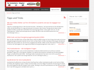 Screenshot des Blogs Kaufratgeber für Autobatterien