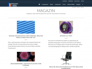 Screenshot des Blogs Designklassikermöbel
