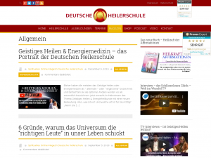 Screenshot des Blogs Energetik-Magazin – Deutsche Heilerschule – Spirituelles Onlinemagazin