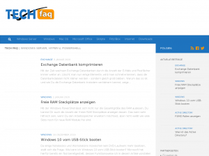 Screenshot des Blogs TECH-FAQ.NET
