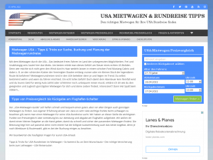 Screenshot des Blogs USA-Mietwagen.Tips – Reiserouten & Ratgeber