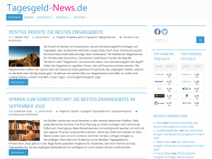 Screenshot des Blogs Tagesgeld News