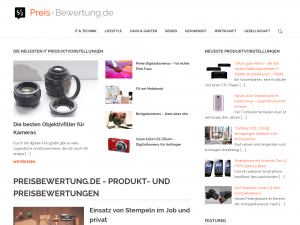Screenshot des Blogs Preisbewertung.de – Produktnews, Bewertungen, Preise