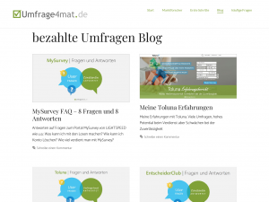Screenshot des Blogs bezahlte Umfragen Blog