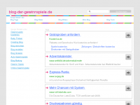 Screenshot des Blogs Blog der Gewinnspiele
