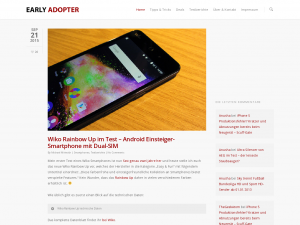 Screenshot des Blogs Early Adopter – Info-Blog für Technik Freaks