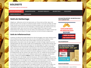 Screenshot des Blogs Gold als Geldanlage