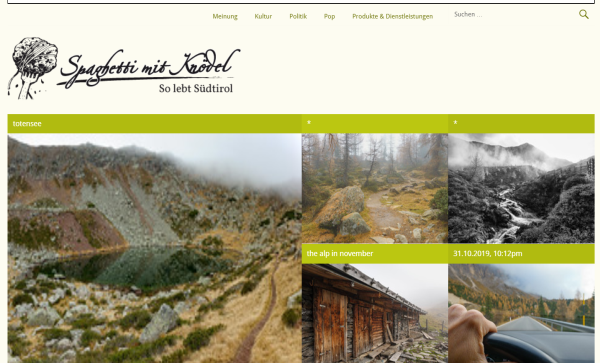 Screenshot des Blogs So lebt Südtirol – Spaghetti mit Knödel