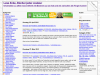Screenshot des Blogs Lese Ecke, Bücher jeder couleur