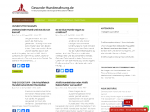 Screenshot des Blogs Gesunde Hundenahrung – Das richtige und gesunde Hundefutter finden